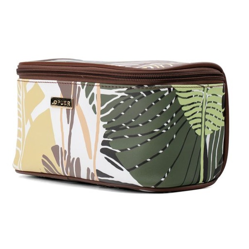 [11625] Cosmetic Bag Kelsey Leaf Print PU Multi/ Brown