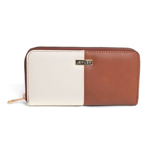 [8445] Purse Kirsten Zip Around Tan/Cream