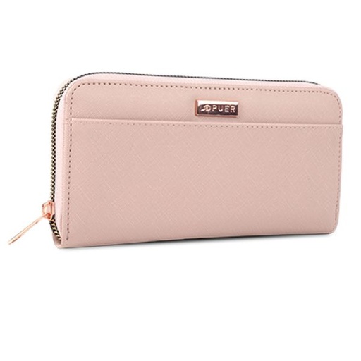 [14402] Purse Sally Rose Gold Detail Zip Around Dusty Pink