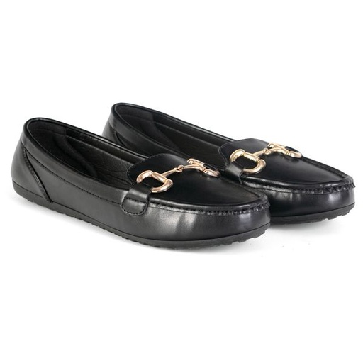 [11774] Shoes Ruby Moccasin Pu Black Size 7