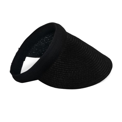 [8421] Hat Straw Visor Black