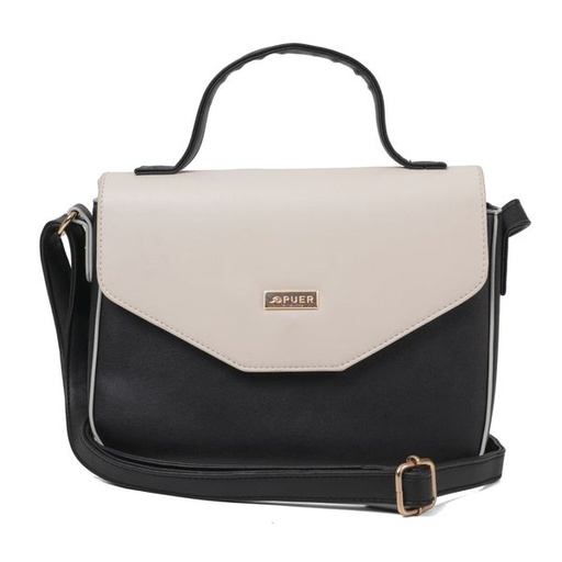 [9219] Handbag Harlow Colourblock Crossbody Black Cream