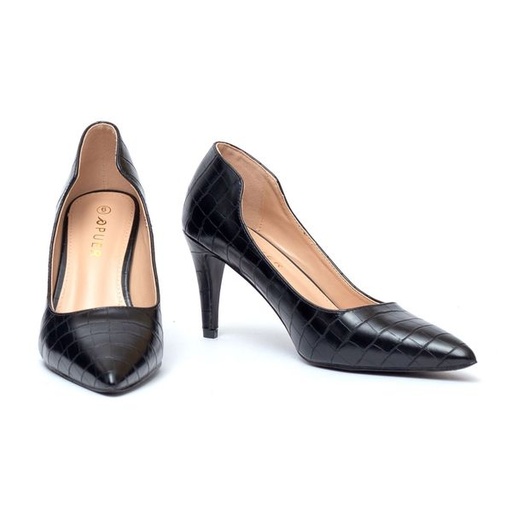 [5780] Shoes Portia Croc High Heel Black Size 7