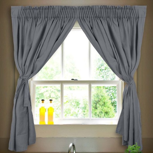 [9553] Cafe Short Curtain Dark Grey
