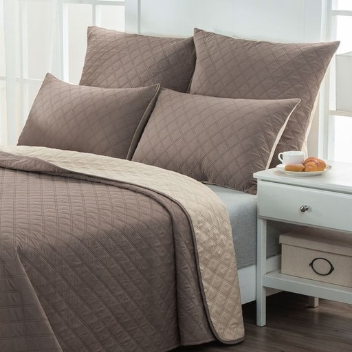[6800] Dual Cream Pillowcases Quilt 2pc