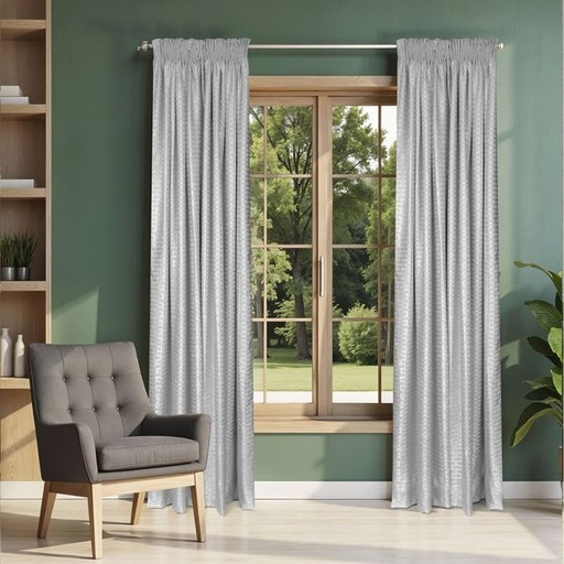 [14150] Curtain Multi Pin Stripe Sheer Grey