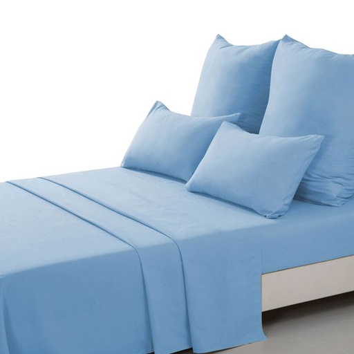[4957] Light Blue Double Fitted Sheet