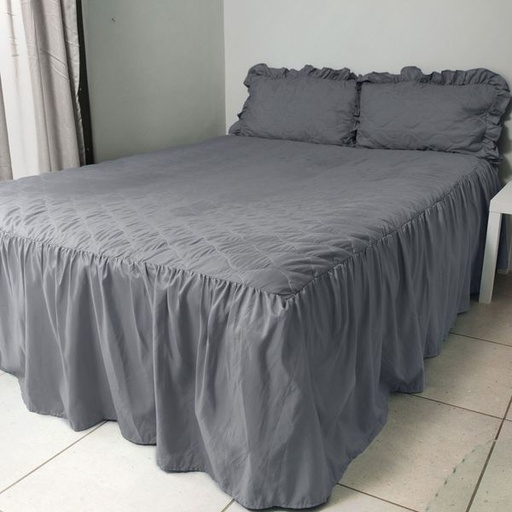 [9608] Bedspread Dark Grey King Set