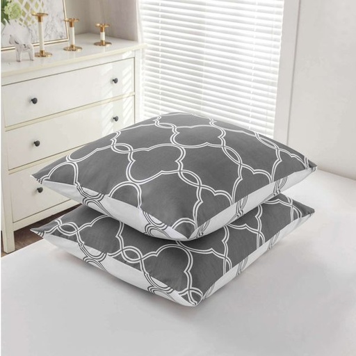 [12103] Elegant Grey Conti Pillowcases 2pc