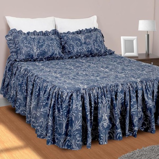 [10855] Eternity Blue Double Bedspread Set