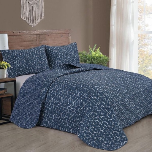 [5567] Blue Abstract Queen Reversible Quilt