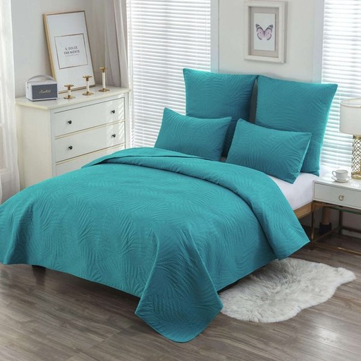 [13002] Gardenia Turquoise Queen Quilt Set