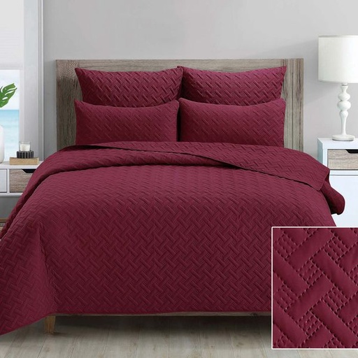 [9041] Infinity Maroon Queen Quilt Set