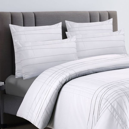 [5547] Ribbed White Pintuck Conti Pillowcases 2pc