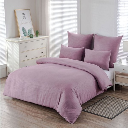 [10208] Trellis Embossed Dusty Pink King Duvet Set