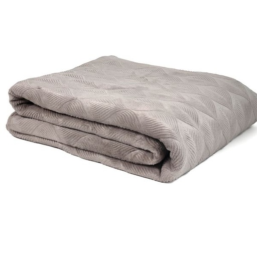 [8769] Embossed Feather Blanket Champagne
