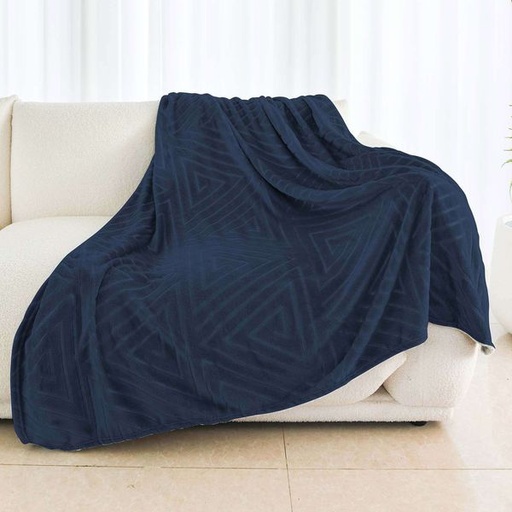 [11266] Embossed Pyramid Blanket Navy Blue