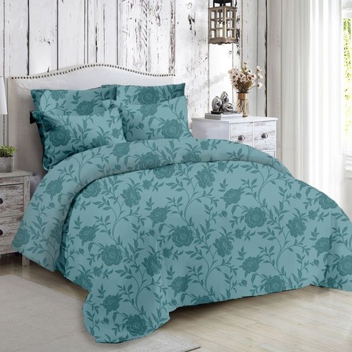 [9183] Roselle Teal Queen Duvet Set