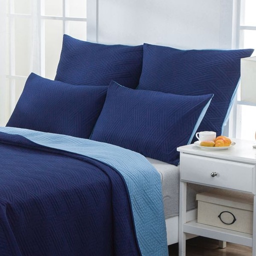 [6793] Dual Blue Conti Pillowcases Quilt 2pc