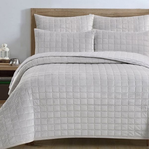 [10396] Velvet Dove Grey King Quilt Set