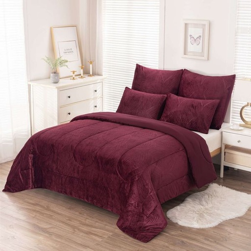 [13272] Embossed Leila Blavet Maroon Conti Pillowcases 2pc