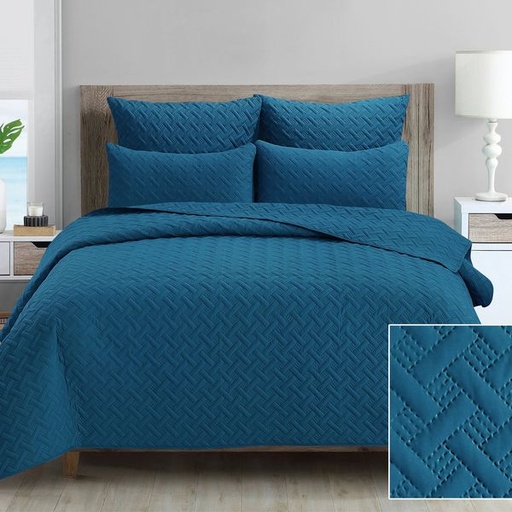 [9039] Infinity Blue King Quilt Set