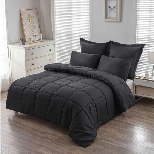 [11286] Jewel Embossed Black Queen Comforter Set