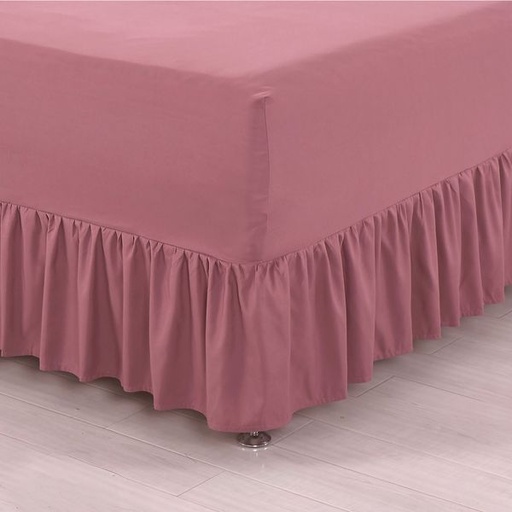 [8388] Pink Double Fitted Sheet & N/Frill in One