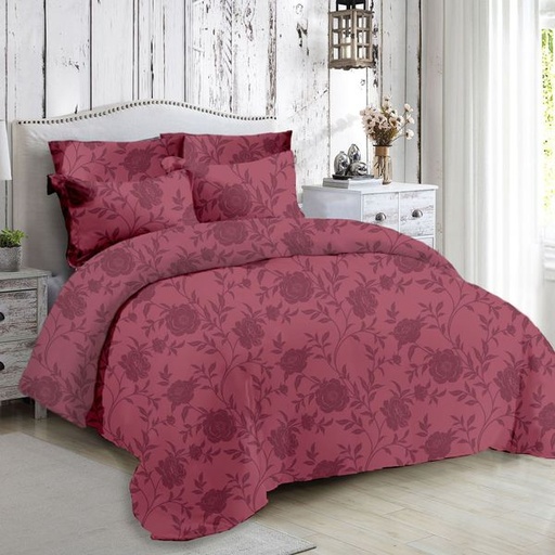 [9187] Roselle Maroon Double Duvet Set