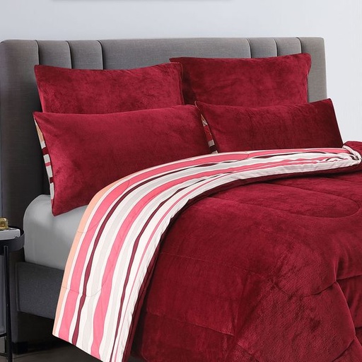 [6822] Blavet Maroon Stripe Conti Pillowcases 2pc