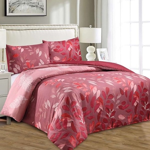 [11244] Botanical Maroon Queen Duvet Set