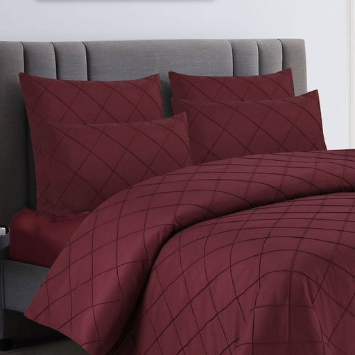 [5542] Classic Maroon Pintuck Conti Pillowcases 2pc