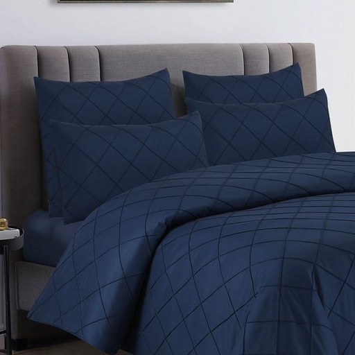 [5537] Classic Navy Pintuck Conti Pillowcases 2pc