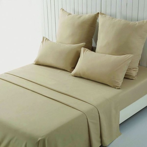 [4180] Light Cream Double Fitted Sheet