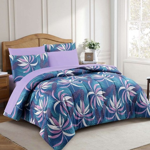 [11898] Maya Tropical Queen Comforter Set 7pc