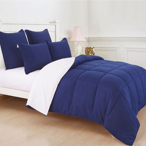 [4752] Navy & White Double Comforter Set