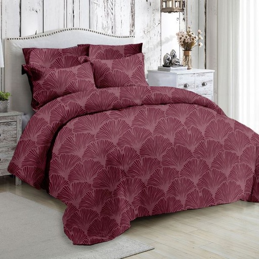 [7914] Cedar Maroon King Duvet Set