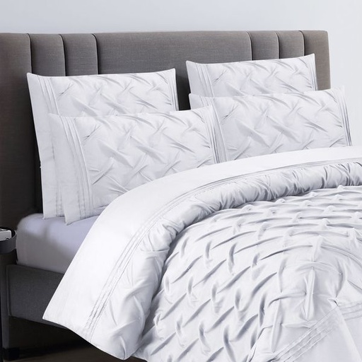 [5559] Deluxe White Pintuck Conti Pillowcases 2pc