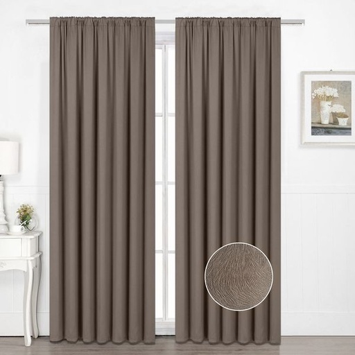 [5624] Embossed Damask Coffee Blockout Taped curtain