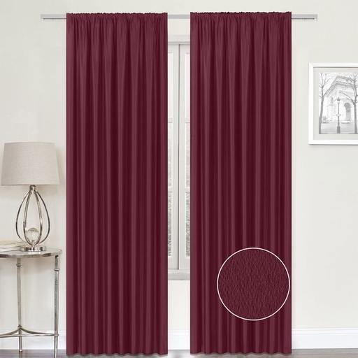 [5617] Matt Woven Maroon Blockout Taped curtain