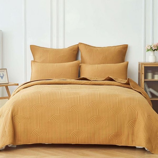 [11906] Rainbow Gold Queen Quilt Set