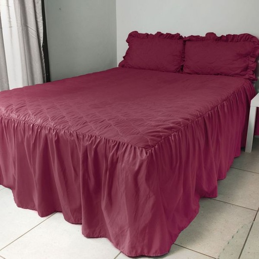 [9610] Bedspread Maroon Queen set