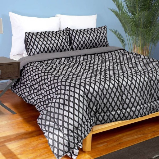 [10983] Diamond Silk Silver Super King Comforter Set