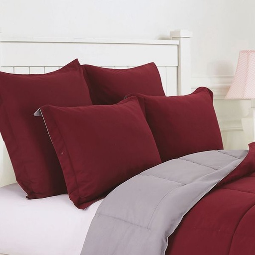 [4766] Maroon & Grey Pillowcases 2pc