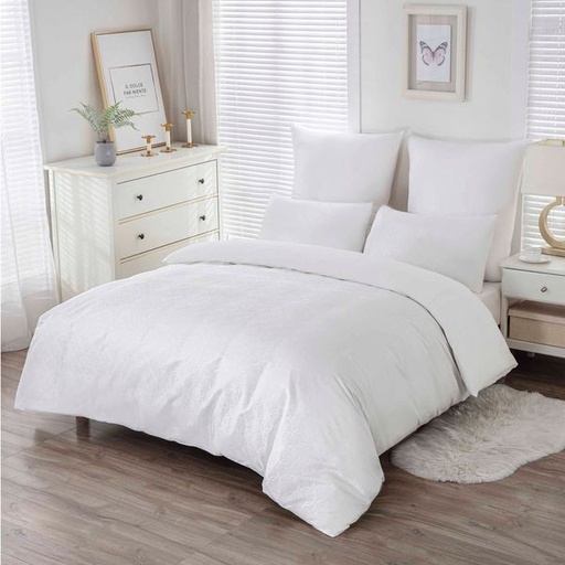 [13287] Owen Embossed White Double Duvet Set