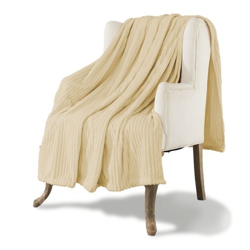 [6239] Ribbed Cream Blanket