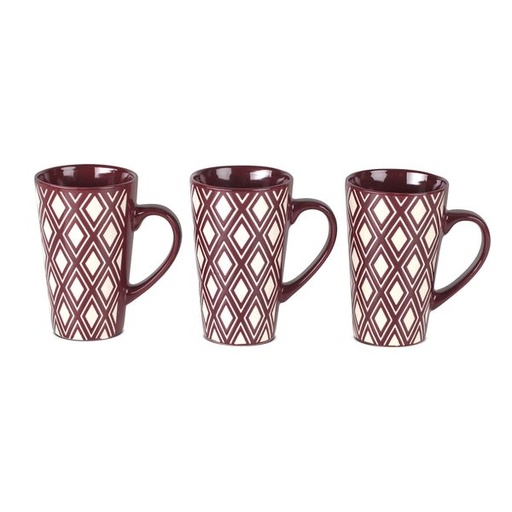 [12271] Ziva Cranberry Mugs 3pc