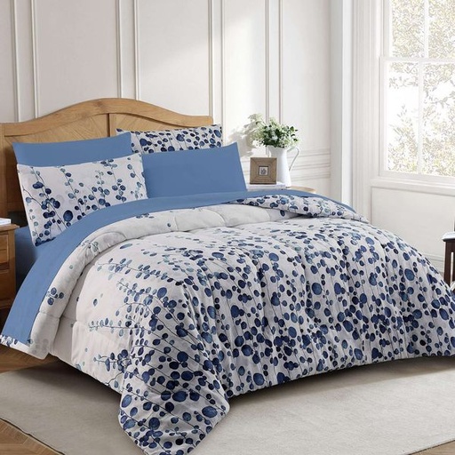 [11894] Alina Floral Queen Comforter Set 7pc