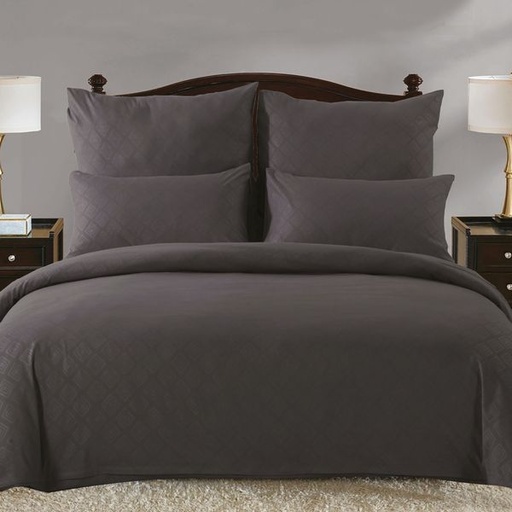 [4677] Diamond Charcoal Queen Duvet Set