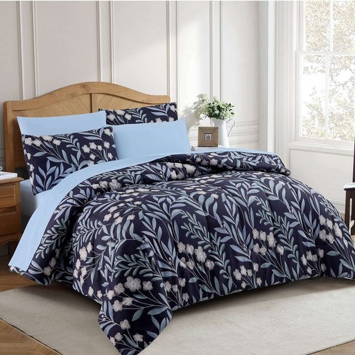 [11901] Elisa Floral King Comforter Set 7pc